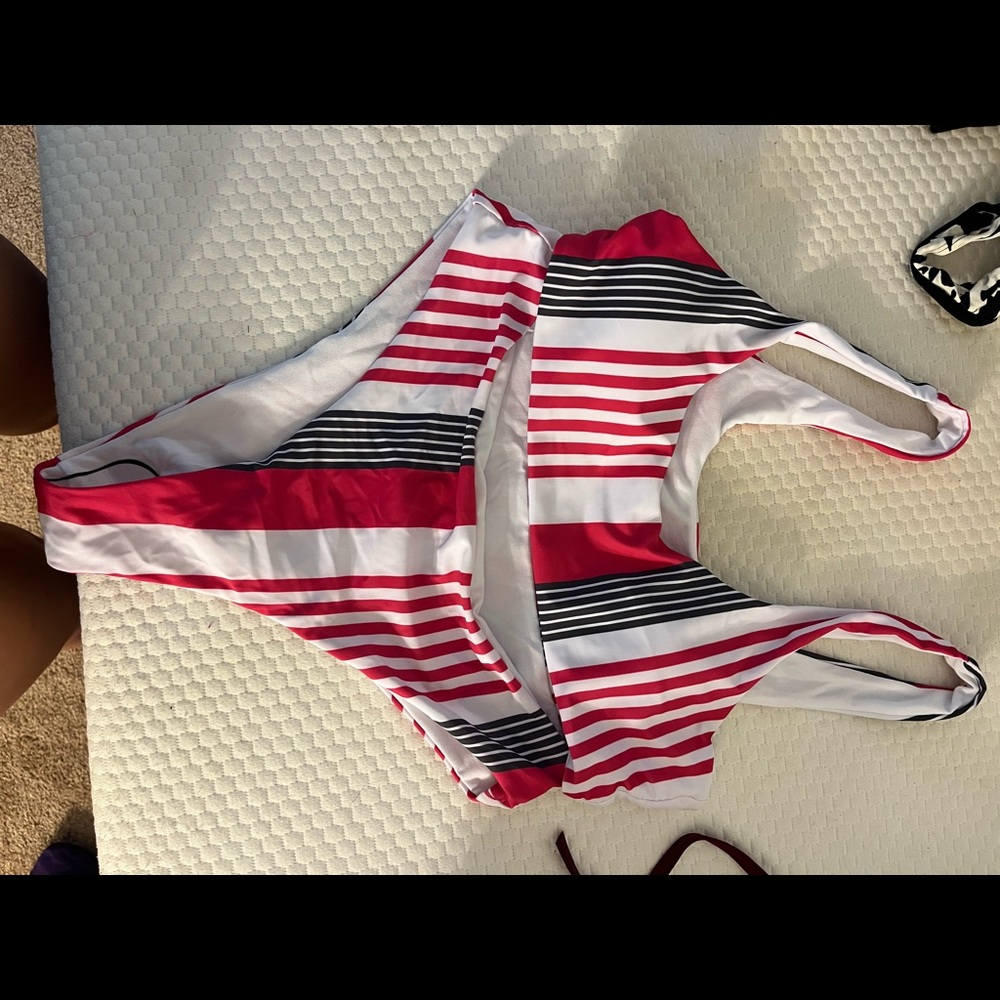 SHEIN red, black white bikini
